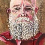 Painting of an old man with white beard and red top