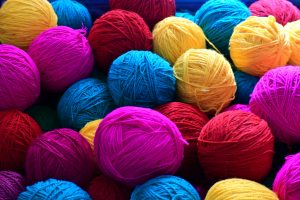 Balls of colourful knitting wool