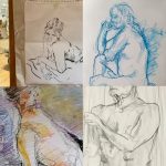 A montage of figure drawings