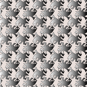 Repeating black and white lizard pattern