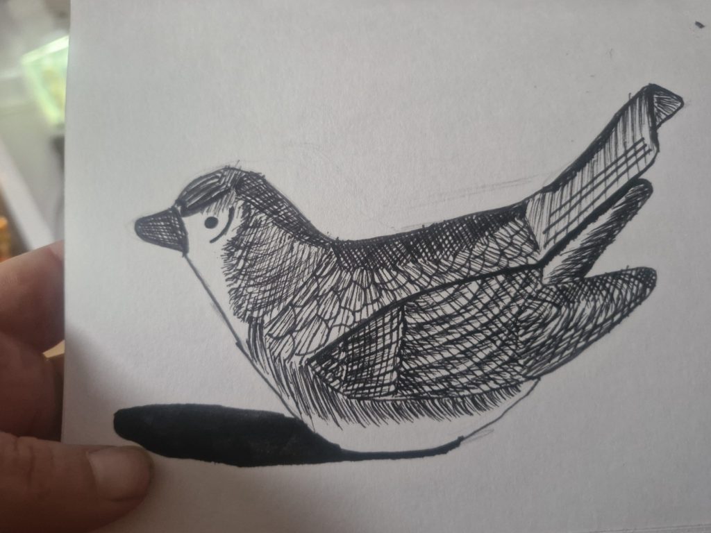 Line drawing of a bird